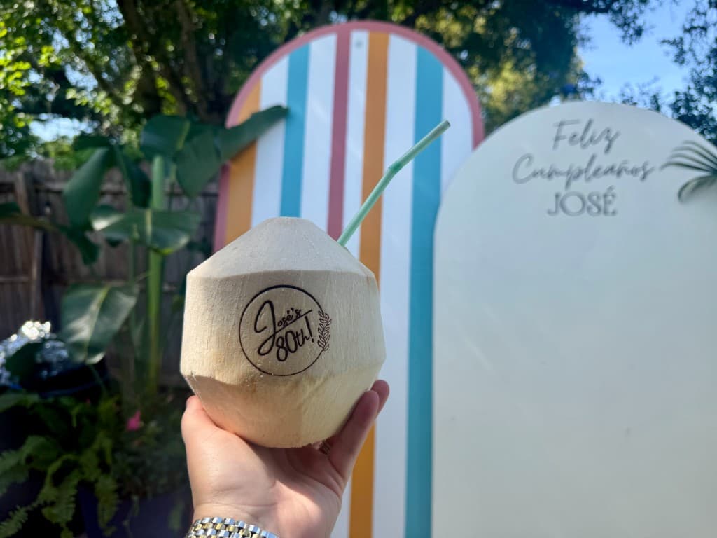 Private event coconut with custom engraving